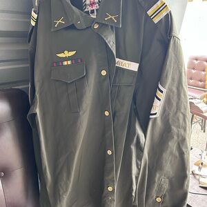 Army green button up regal wear y2k